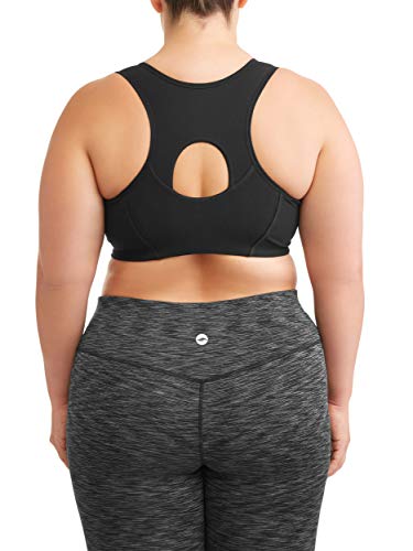 Athletic Works Women's Plus Size Zipper Front Sports Bra, Black, 5X