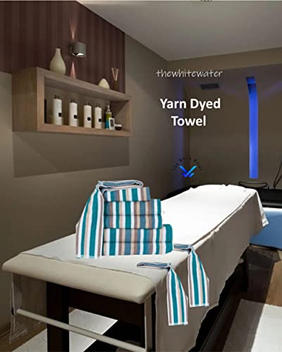 TheWhiteWater – 100% Natural Cotton HAND TOWEL (Teal – 50 x 85 cm) – 6 Threads Combed Stripe – Royal Victorian Flossy Stripe Salon Design – 550 GSM – Gym or Home use (1 x Hand Towel, Teal) - Cosy Home Interiors TheWhiteWater – 100% Natural Cotton HAND TOWEL (Teal – 50 x 85 cm) – 6 Threads Combed Stripe – Royal Victorian Flossy Stripe Salon Design – 550 GSM – Gym or Home use (1 x Hand Towel, Teal) - Image 4