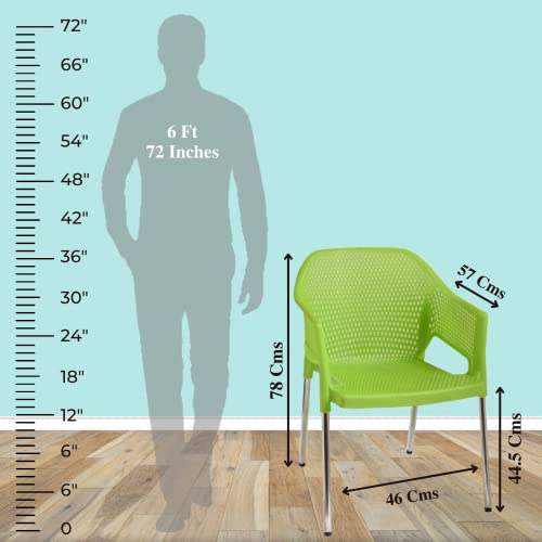 Image of ITALICA Plasteel Arm Chair for Home, Office, Living Room /Matte Finish Plastic Outdoor Chair /Patio Chairs for Balcony | Suitable for Indoor & Outdoor (1209, Green, Set of 1 Chair)