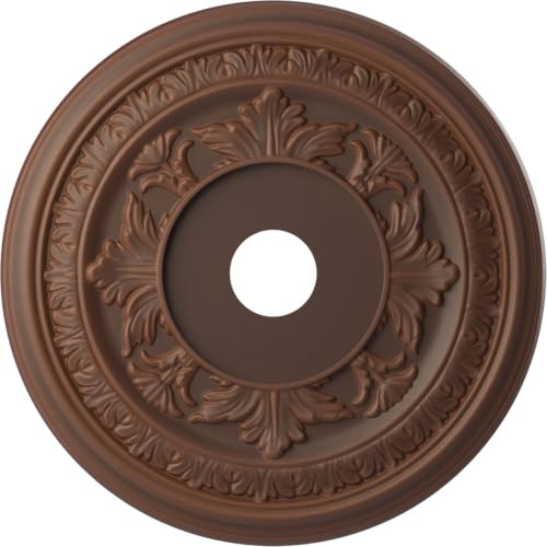 Image of Ekena Millwork CMP22BADRU Baltimore Thermoformed PVC Ceiling Medallion (Fits Canopies up to 7 3 /4 inch), 22 inchOD x 3 1 /2 inchID x 1 inchP, Universal Aged Metallic Rust