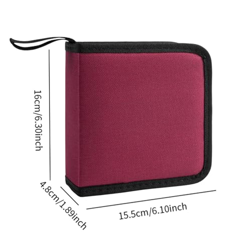 Estuche maletín CD de tela Oxford roja con cremallera resistente 3