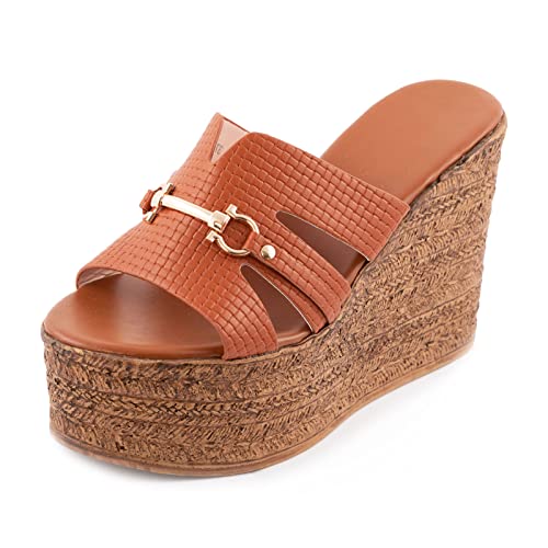 Sabot femme Toocool en camel taille 40 avec sandales d'été à boucle