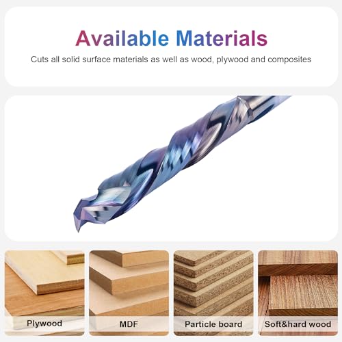 Image of SpeTool Compression Spiral Router Bits 1 /2 Shank with TAC Extreme Tool Life Coated, Extra Long 5 Inch Overall Length, 3 Inch Cutting Length, Carbide UP Down CNC Router Bit for Wood Carving Tools