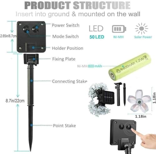 Solar String Lights Garden, 23ft 8 Modes 50 LED Blossom Solar Powered Fairy Lights Waterproof Outdoor Flower String Lights for Patio, Yard, Tree, Home, Lawn, Wedding, Party Decorations (Multi Colour) - Image 4