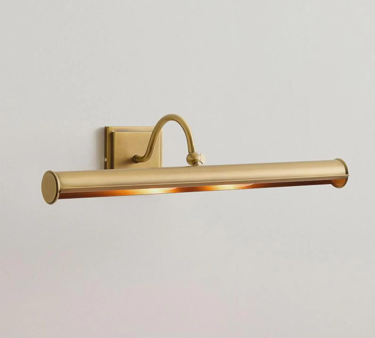 Antique Brass Picture Light Wall Mount – Adjustable Painting & Artwork Light for Frames, Mirror & Canvas, Vintage Modern Picture Lamp for Living Room, Bedroom, Gallery (Raw Brass, 18 Inches)