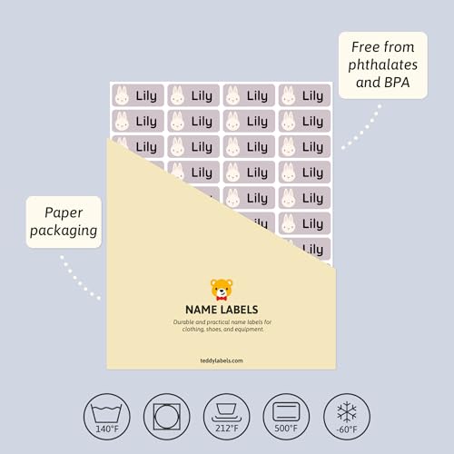 TeddyLabels - Personalized Name Labels for Kids (60) – Waterproof and Durable Clothing Labels for Kids, Labels for School Supplies, Stickers for Nursery, Daycare, and Preschool -Shapes - 5