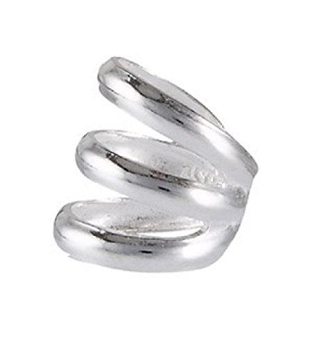 Sterling Silver Nonpiercing 8mm Three 3 Band Row Ear Cuff