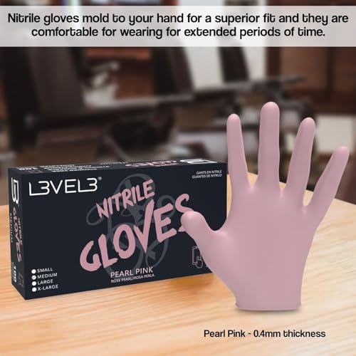 Image of L3 Level 3 Nitrile Gloves - Professional Heavy Duty Disposable Gloves - Latex Free - Fits Snug - Box of 100
