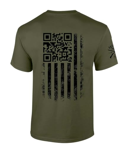 Trenz Shirt Company American Flag 47th President Tshirt American Flag 47th President Dance QR Code Funny Short Sleeve T-Shirt-Military Green-XL