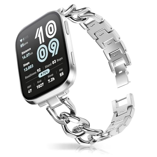HinZann Metal Correa para Fitbit Versa 4/3/Fitbit Sense 2/Sense - Plata