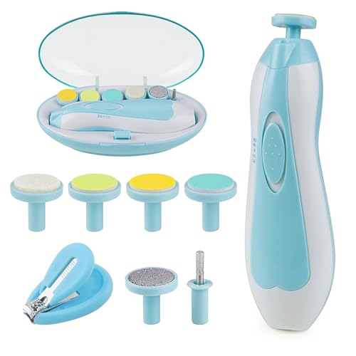Image of OTTOLIVES Baby Nail Trimmer Electric Newborn Toddler, Safe Baby Nail Clippers Set with Light and 6 Replacement Heads, Baby Nail File Trim Polish Toes Fingernails Care Infant Essentials (Blue)