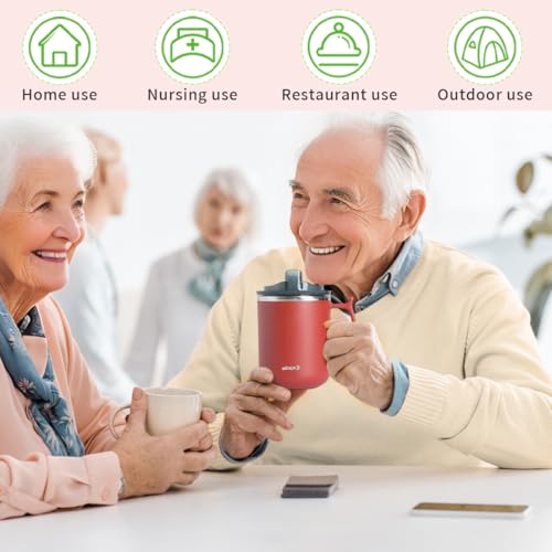 Image of Dysphagia Regulating Drinking Cup for Swallowing Difficulty Adults with 5cc 10cc 15cc Sip Options, Limited Slow Flow Cup for Choke Prevention (Red)