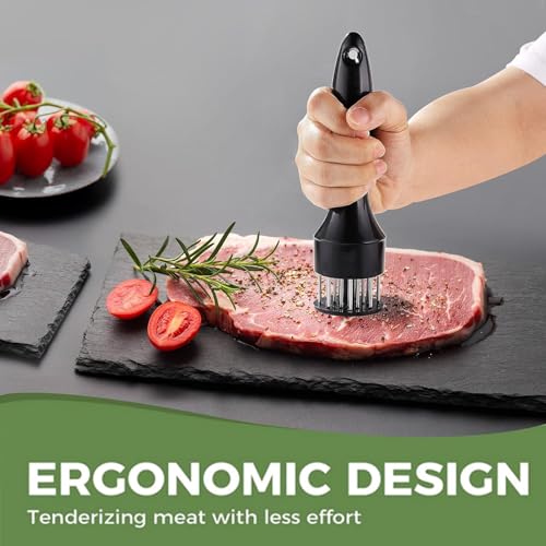 Image of Meat Tenderizer Tool, Stainless Steel Needle Ultra Sharp Blades, Better Tool for Tenderizing Beef Chicken Steak Veal Pork Poultry BBQ & Marinade Than Hammer Mallet (White)