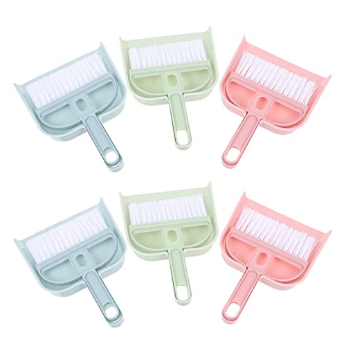 COLLBATH 6 Sets Pet Broom Desktop Garbage Shovel Pet Garbage Cleaning Tools Small Broom and Dustpan Household Cleaning Tool Tiny Pan Tiny Table Broom Desktop Cleaning Broom Elastic Brush