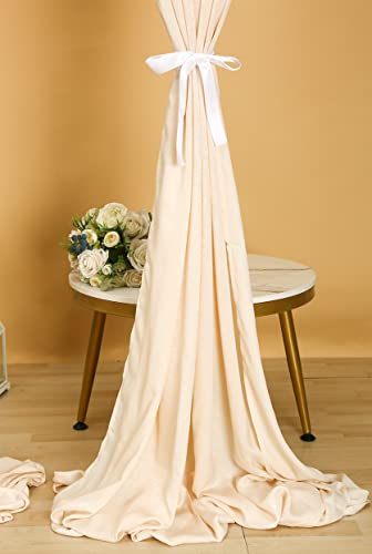 Sherway 2 Panels 4.8 Feet X 10 Feet Cream Beige Thick Satin Wedding Backdrop Drapes, Non-Transparent Window Curtains For Party Ceremony Stage Decoration #TOP5