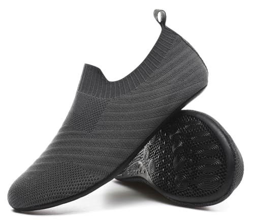 Image of QZKDM Lightweight Slip on Grip Indoor House Slippers Barefoot Non Slip Home Exercise Yoga Shoes for Men Women