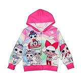 Girls Hoodie Zip Sweatshirt LOL Children Coat Cartoon Jacket Outwear Doll Surprise (red, 6-7years)