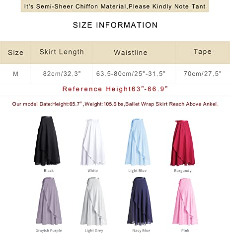 Phoeswan Dance Skirts For Women, Long Chiffon Ballet Skirt, Black Women'S Dance Wrap Skirt With Tie thumb #5