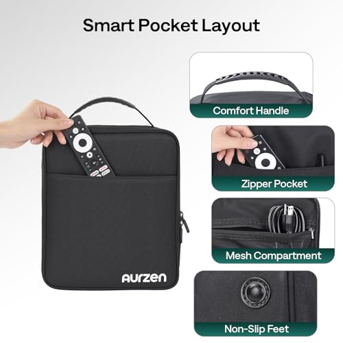 Image of Aurzen Projector Carrying Case, Portable Projector Bag with Adjustable Fastener Dividers & Securing Strap, Compatible with D1R Cube / D1R / D1 / Boom mini /Boom air / D1 air / D1R air Projectors