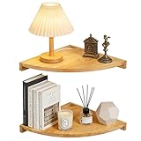 BYZESTY Eckregal Hängend 2er Set, 27,5 cm Eckregal Holz, Wandregal Eiche Massiv, Wandregal Holz für Ecke, Eck Wandregal für Wohnzimmer Küche Schlafzimmer