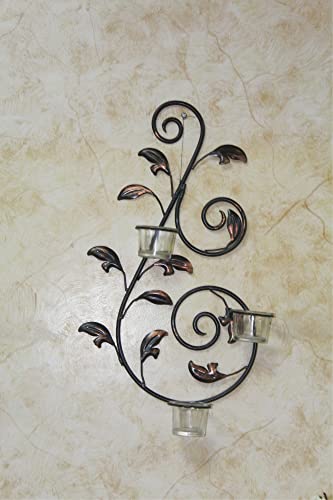 Hosley Set Of 2 Iron Leaf Wall Sconce With Tealights 18 Inches High Large Scale Wall Decor. Ideal Gift Home Spa Party Wedding Led Tealight Candle Garden O3 #TOP2