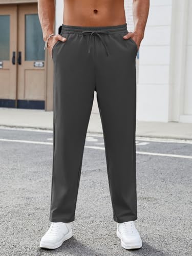 Mens Casual Pants Elastic Waist Drawstring Chinos Pants Tapered Twill Trousers with Pockets2
