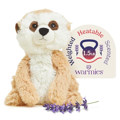 warmies Microwavable & Weighted Stuffed Animals, Meerkat - Soothing Warmth Plushies - Lavender Scented Plush Toy - Cooling Relief Plushie for for Adults & Children (Boys, Girls, Babies & Toddlers)