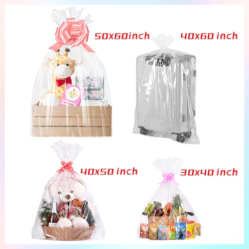 Image of Jumbo Huge Clear Cellophane Gift Bags 50x60 Inch for Large Gift Baskets