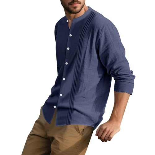 Chemise en lin et coton pour homme au fini plissé haut de gamme et coupe droite intemporelle