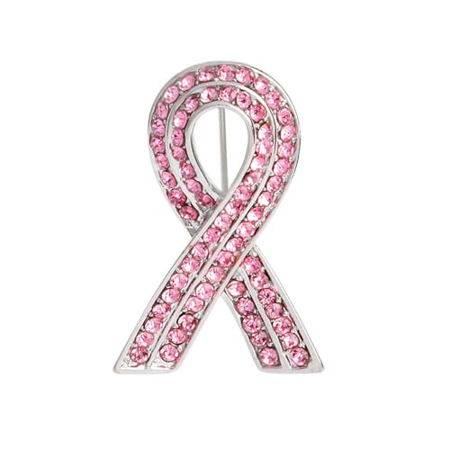 Image of Breast Cancer Pin Crystal Rhinestone Breast Cancer Awareness Pin Pink Ribbon Pins Charity Event Favors Supplies Decorations Breast Cancer Awareness Accessories for Women Girls
