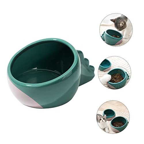 HOUDERCO Kerntyp Ceramic Dog Food Bowl Rutschfester Stabiler Futternapf Für Katzen Und Hunde Für Futter Und Wasser Blaues Dinosaurier-Design