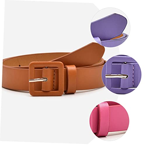 BESPORTBLE 4pcs Belts for Lightweight Flexible Waistbands with Small Square Buckle in Red for Jeans and Dresses2