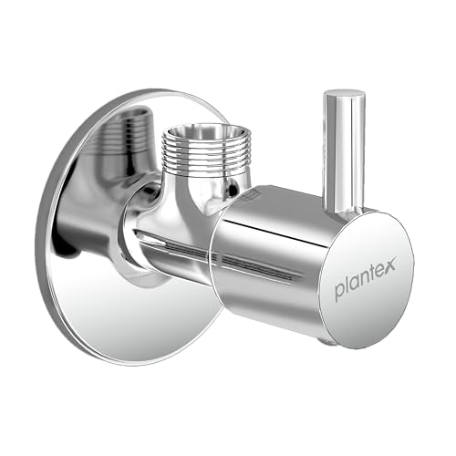 Image of Plantex Single Lever Angle Cocke for Bathroom with Brass Spindle /Angle Valve with Wall Flange and Teflon Tape /Stop Cock for Wash Basin /Kitchen- Pack of 1 (MKS-1274-Chrome)