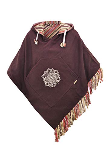 virblatt - Ponchos for Women | 100% Cotton | Mexican Poncho Hooded Poncho Baja Hoodie Women Pancho - Relaxed br S-M Brown