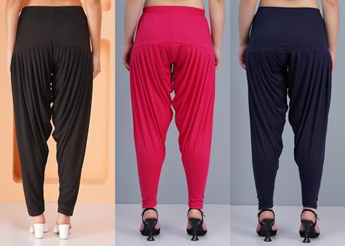 Image of Buy That Trendz Combo Offer (Pack of 3) Cotton Viscose Lycra Dhoti Patiyala Salwar Harem Bottoms Pants for Womens (White, Maroon, Black)
