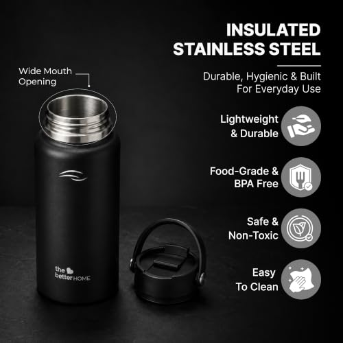 Image of Better Home Stainless Steel Water Bottle 700ml | Vacuum Insulated, Leak Proof & Sweat Proof | Hot 12 Hrs & Cold 16 Hrs | BPA Free Sports Bottle for Gym, Travel, Office, School, College | Rust Proof