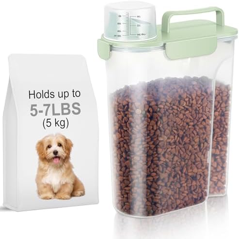 5-7Lbs Dog Cat Food Storage Container with Upgraded Large Nozzle BPA-free, 4 Snap Seals Plastic Pet Food Storage Containers with Handles are Easy to Clean and Carry 5-7Lbs Dog Cat Food Storage Container with Upgraded Large Nozzle BPA-free, 4 Snap Seals Plastic Pet Food Storage Containers with Handles are Easy to Clean and Carry