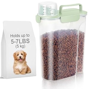 5-7Lbs Dog Cat Food Storage Container with Upgraded Large Nozzle BPA-free, 4 Snap Seals Plastic Pet Food Storage Containers with Handles are Easy to Clean and Carry