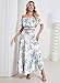 HUUSA Women's 2 Piece Vacation Skirts Set Floral Print Off Shoulder Smocked Pleated Cable Top and Pocketed Flowy Bohemia Long Dress Suits for Summer Beach Blue Floral L