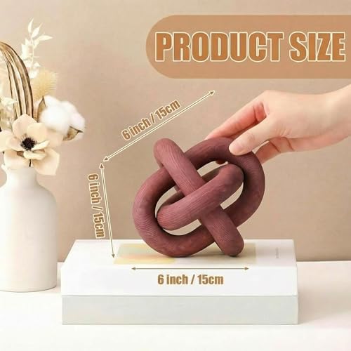 Image of Yalikop 3 Link Wood Knot Decor Rustic Home Decor Accents Hand Carved Coffee Table Decoration, Boho Chain Link Decoration, Modern Shelf, Rustic Objects for Home Living Room Bedroom(Reddish-Brown)