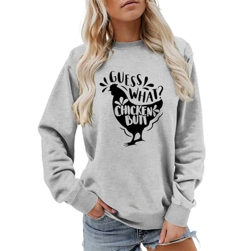 Generisch Divertida sudadera con capucha para amantes de las gallinas y la vida de la granja, Gris claro., S
