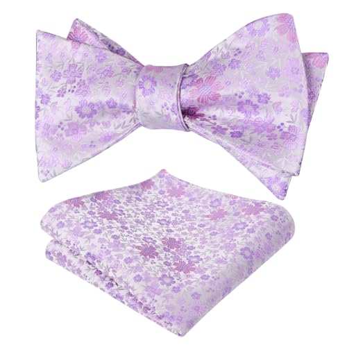 Image of Alizeal Mens 2pcs Floral Self-tied Bow Tie Pocket Square Set
