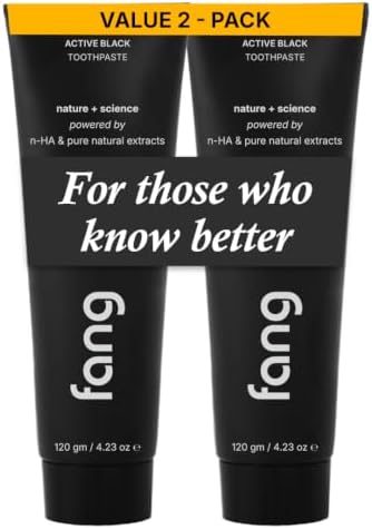 Fang Natural Toothpaste|Teeth Whitening|Heals Sensitive Teeth|Fights Cavities, Gum Diseases & Bad Breath|SLS & Chemical Free |Organic, Vegan (Pack of 2, Activated Charcoal)