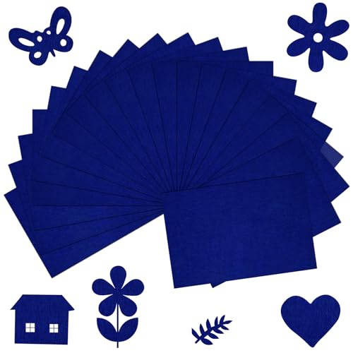 BOUBONI 20 Pcs Deep Navy Blue Felt Fabric Sheet 8" x 12" Assorted Color Felt Fabric Sheets for Crafts DIY Handcraft Sewing Squares Patchwork Nonwoven