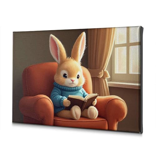Décoration murale salon avec lapin mignon sur toile 20x30 poster enfant