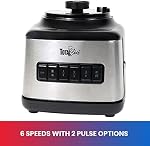 Total Chef Mixeur de Comptoir - Mixeur Électrique, Smoothie Gelé, Shakes, Milkshake, Fabricant de Purée, Appareil de Cuisine Mixeur Broyeur Avec 6 Vitesses & Fonction Pulsation, Récipient en Verre Lavable au Lave-Vaisselle, Noir