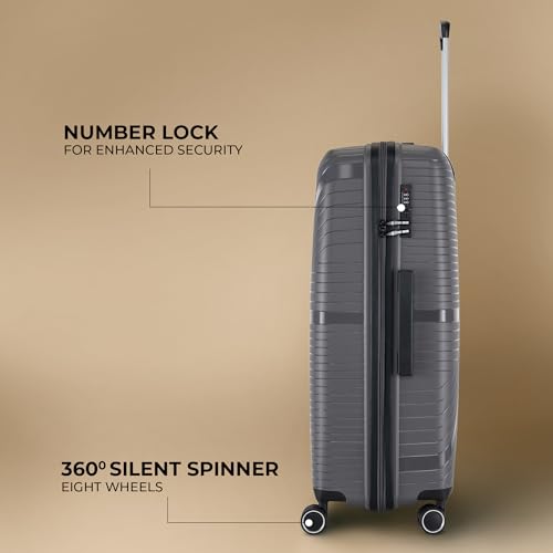 Image of Stony Brook Nasher Miles Axis 75 Cm 28 Inch Polypropylene Hard-Sided 4 Wheels Spinner Check-in Luggage Trolley Bag (Dark Grey)