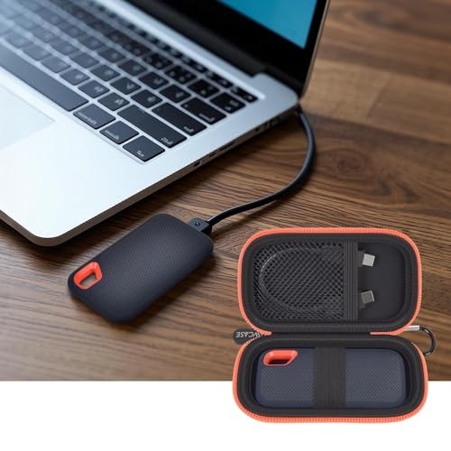 Image of GWCASE Hard Case for SanDisk Extreme Portable External Solid State Drive | Protective Storage Bag Fits for SanDisk 500GB / 1TB / 2TB / 4TB / 8TB SSD, Carring Travel Holder for USB Cables Box Only-Orange Z
