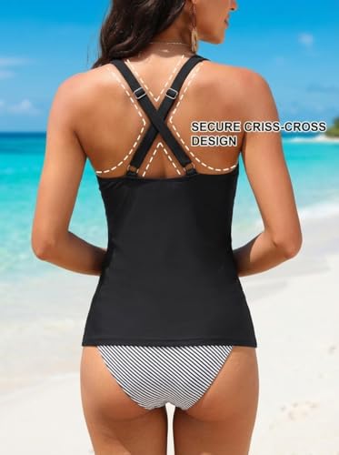 Image of Women Underwire Tankini Top Only - Twist Front V Neck Bathing Suit Swim Top Tummy Control Cross Swimsuit 2026