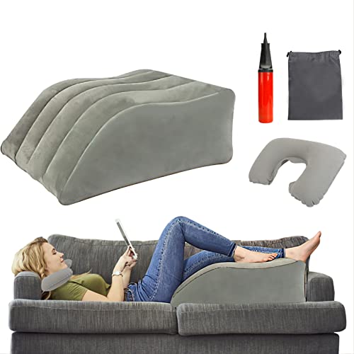 Carseatty Leg Elevation Pillow, Leg Rests for Elevating Leg Elevation Pillow for Sleeping, Inflatable Wedge Foot Pillow for Leg Injuries, Recovery After Surgery, Improves Sleep Quality (grey)